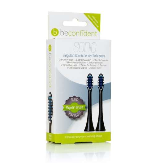 Beconfident Sonic Toothbrush heads 2-pack Regular Black