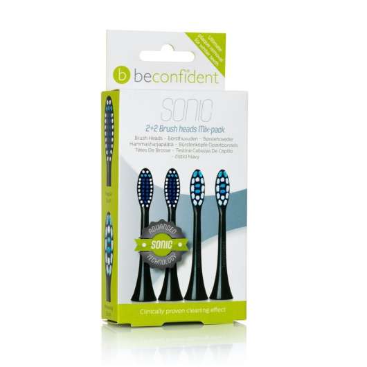 Beconfident Sonic Toothbrush heads Mix-pack Regular/Whitening Black