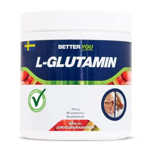Better You Naturligt L-Glutamin 300g Jordgubb & Rabarber