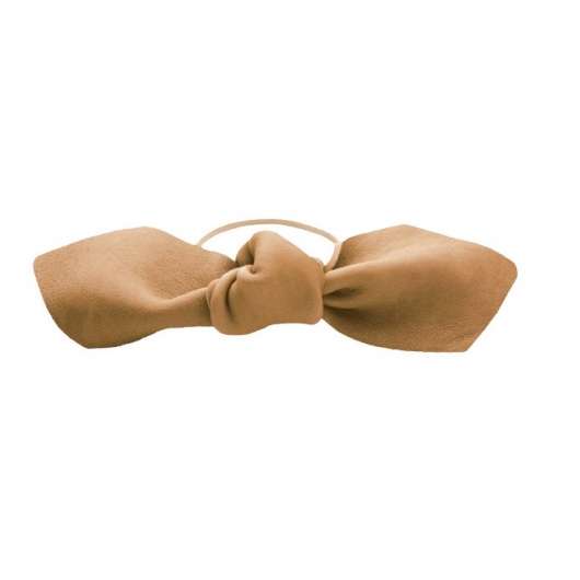 Corinne Leather Bow Big Hair Tie  Camel