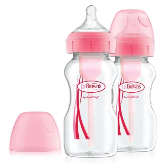 Dr Brown Wide-Neck Options + Flaskor 270 ml Pink 2-pack