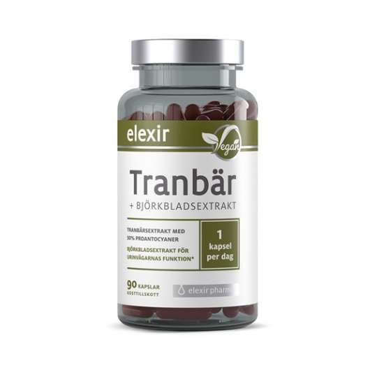 Elexir Pharma Tranbär + Björkbladsextrakt 90 kapslar