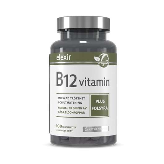 Elexir Pharma Vitamin B-12 vitamin plus folsyra 100 st