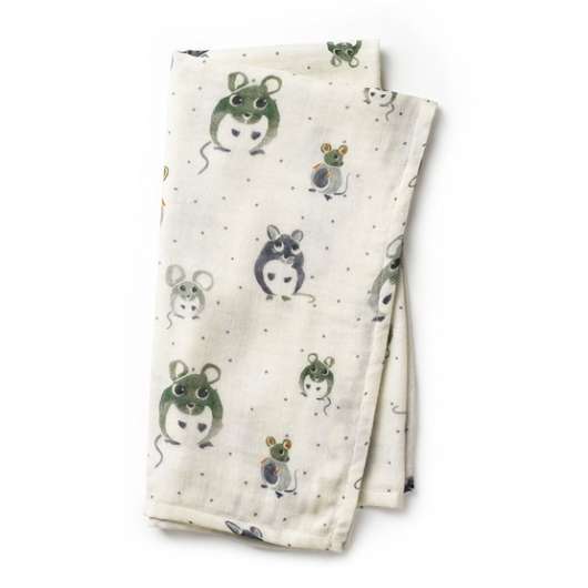 Elodie Bamboo muslin blanket Forest Mouse